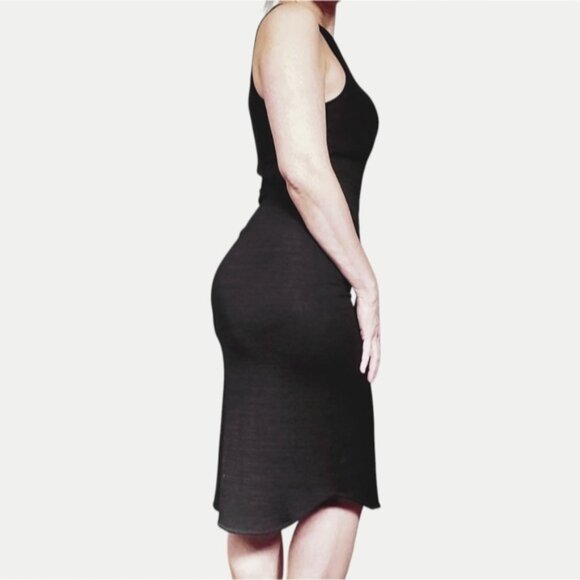 ARITZIA WILFRED FREE "Chrissy" Black Heathered Jersey Knit Halter Dress - Picture 6 of 13